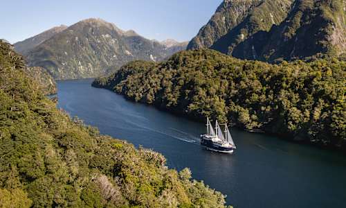 Overhead view of cruise on Doubtful Sound
